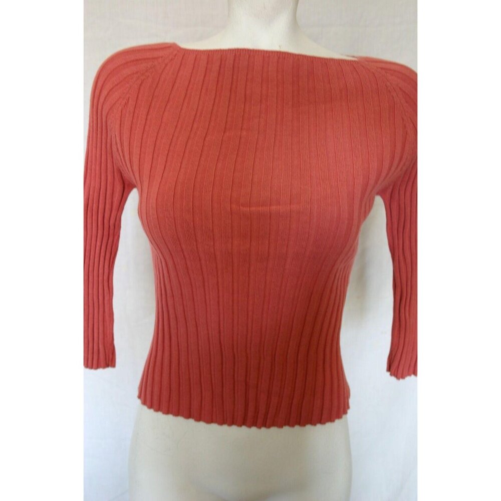 Banana Republic Womens Ribbed Knit Sweater 3/4 Sleeve Coral Size Medium